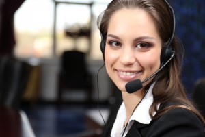 Call center operator at work